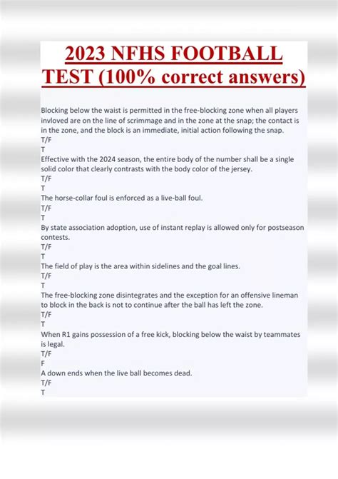 Full Download 2014 High School Football Test With Answers 