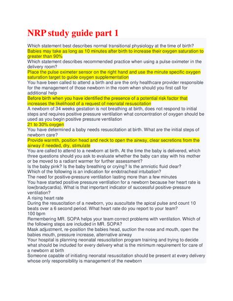 Full Download 2014 Nrp Study Guide 