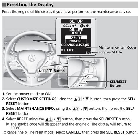2015 acura rdx oil reset. Mar 20, 2015 · 1. Set the power mode to ON (do not start the engine). 2. Use the scroll wheel marked (i) on the right side of the steering wheel and select MAINTENANCE INFO. 3. Select MAINTENANCE RESET. 4. … 