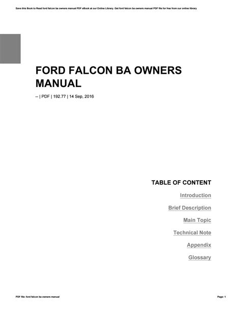 2015 ba mkii ford falcon owners manual. - Manual to power house home gym.