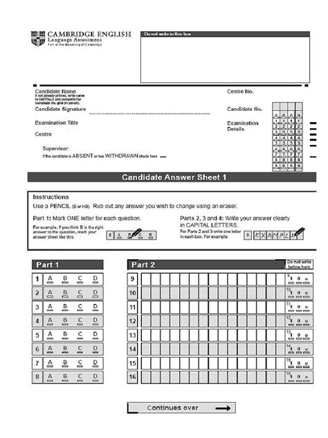 2015 Cae Answer Sheet