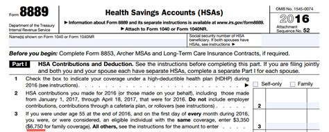 2016 HSA Form 8889 Instructions and Example HSA Edge