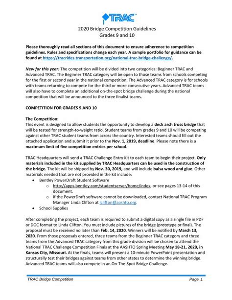 2016 Bridge Competition Guidelines Grades 7 And 8