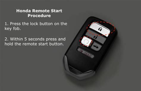2016 honda cr-v remote start instructions. 61 posts · Joined 2014. #3 · Jan 25, 2015. There is a key inside the keyfob. Use it to open the door. Get inside, bring the fob near the start button. Car will detect the passive RFID signature of the keyfob and light the LED up on the push button. Press to start the car. SpokaneJim and stephscottwv12. Like. 