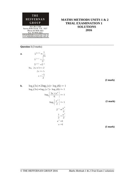 2016 Methods Exam 1 Solutions