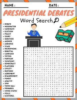 2016 Presidential Debates Word Search Puzzle Presidential Debate Worksheet - Presidential Debate Worksheet
