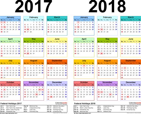 2017 2018 Two Year Calendar Free Printable Pdf Templates Images and