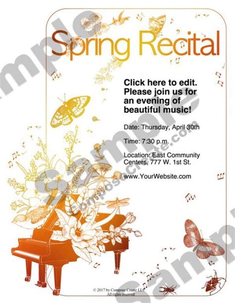 2017 Spring Recital Program Package Editable recital programs Piano