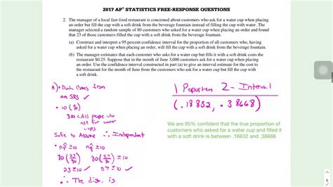 Possible responses to the 2017 AP Stats Free Response questions, draft #1. You can access the questions here. Note: I construct these as a service for both students and teachers to start discussions. There is nothing “official” about these solutions. I certainly can’t even guarantee that they are correct. They probably have typos and ... . 