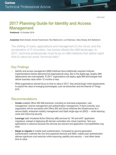 2017 Planning Guide For Identity And Access Management