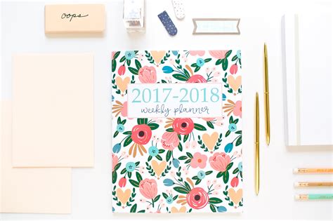 Download 2017 2018 Academic Planner Weekly And Monthly Calendar Schedule Organizer And Journal Notebook With Inspirational Quotes And Floral Lettering Cover August 2017 Through July 2018 