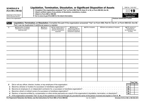 2018 2019 IRS Form 990 or 990EZ Schedule N Fill Out Digital PDF