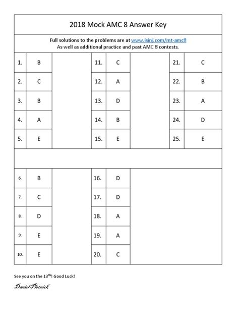 2018 Amc 8 Answer Key
