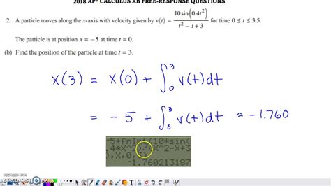 2018 RELEASED FREE RESPONSE SOLUTIONS – MR. CALCULUS 2018 AB/BC #1 (calculator-active) (a) Since r(t) is the rate that people enter the line, then the number of people that enter the line from 0≤t≤300 would be r(t)dt=270 people 0 ∫300 (b) The number of people in line at a time t is the number of people in line at t=0 plus the number of people …. 