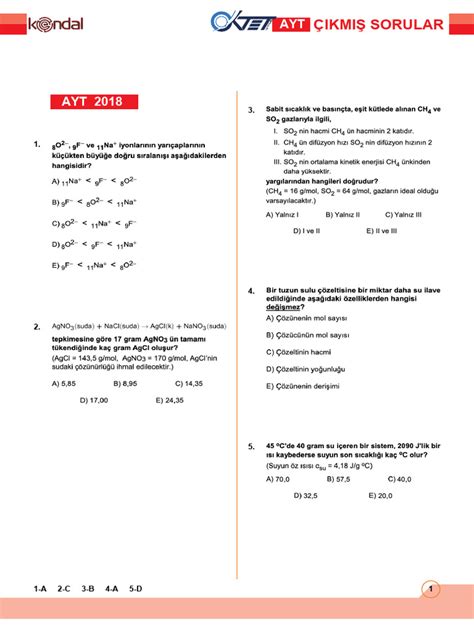 2018 Ayt Soruları