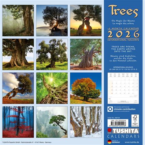 2018 Trees Wall Calendar
