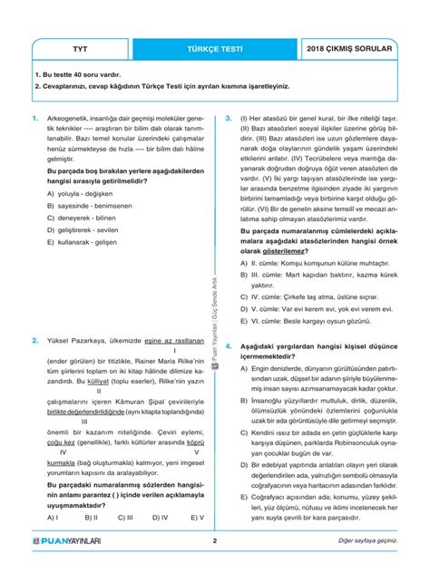 2018 Tyt Soruları