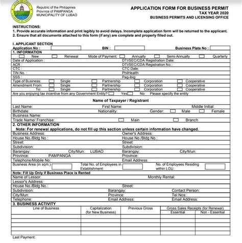20182024 Form PH Application for Business Permit & License for Single