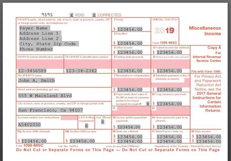2019 1099MISC/1096 IRS Copy A Form Print Template for Word Etsy