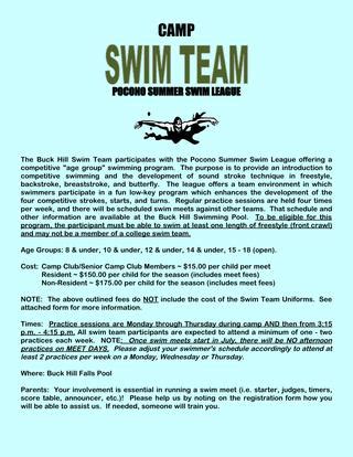 2019 Buck Hill Youth Swim Team Information by Buck Hill Falls Issuu