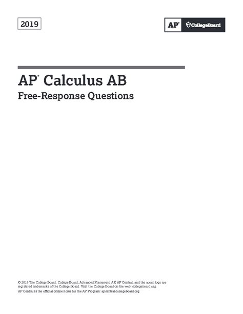 2019 Ap Calc Ab Practice Exam