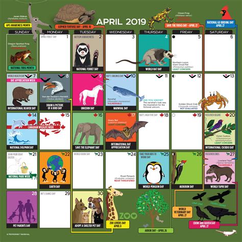 Download 2019 Wall Calendar Of Animal Holidays By Peppermint Narwhal By Peppermint Narwhal