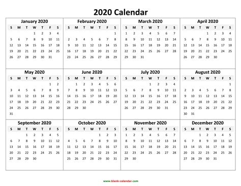 2020 Calendar Printable Pdf