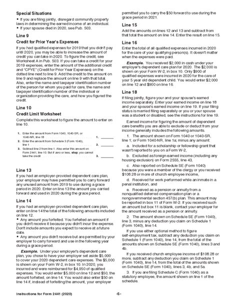 2020 Tax Form 2441 Create A Digital Sample in PDF