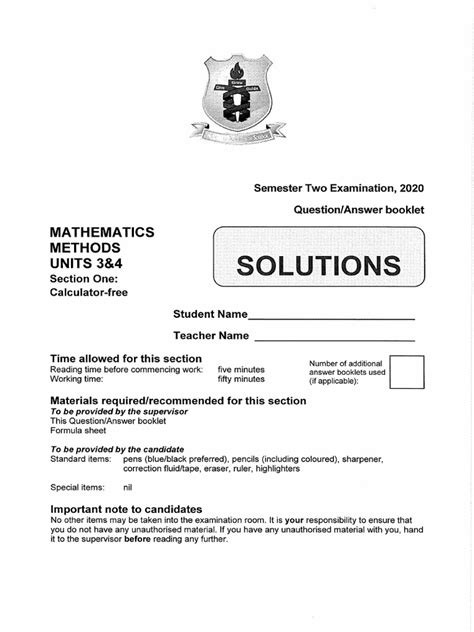 2020 Methods Exam 2 Solutions