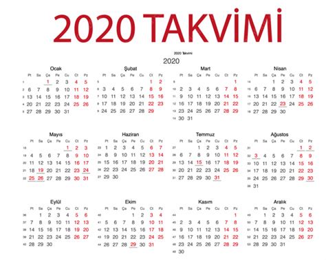 2020 takvim.