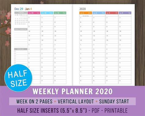 2020 weekly planner fun and colorful building blo