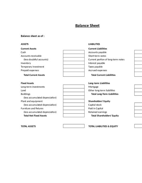 2021 Balance Sheet Template Fillable Printable Pdf Forms Handypdf