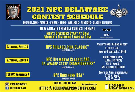 2021 Contest Schedule NPC Delaware District Todd Howe Promotions