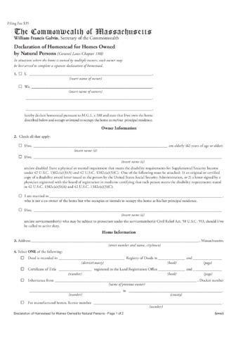 2021 Declaration Of Homestead Form Fillable Printable Pdf And Forms