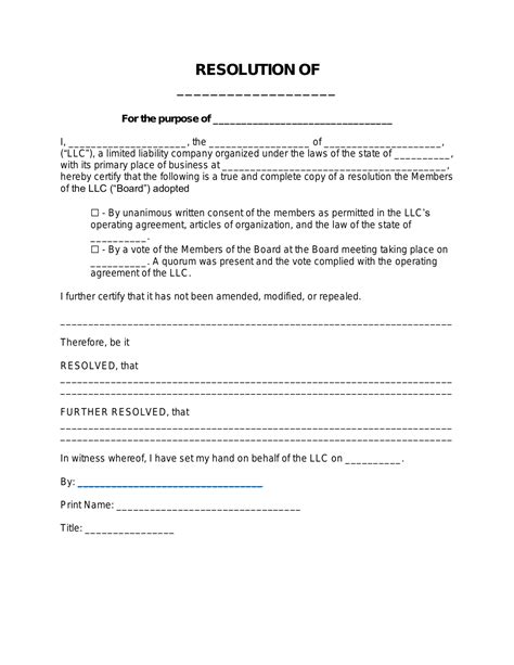2022 Board Resolution Template Fillable Printable Pdf And Forms