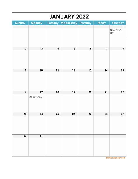 2022 Calendar Excel With Holidays