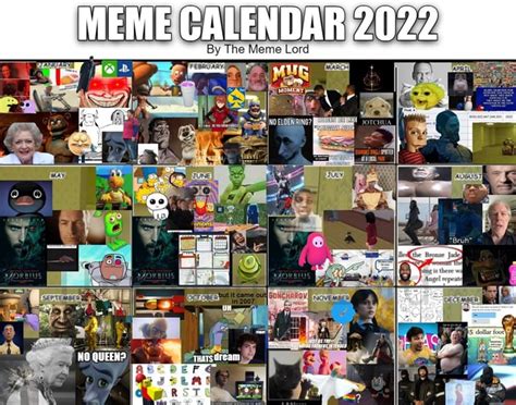 2022 Meme Calendar October update Meme of the Month Calendars