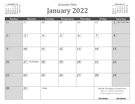 2022 Wall Calendar Printable