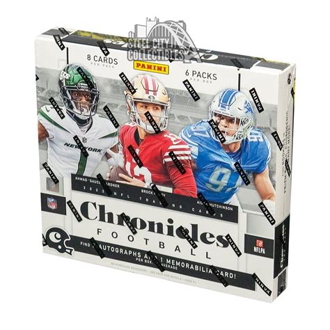 2022 Panini Chronicles Draft Picks Football Hobby 16 Box Case. Configuration: 16 boxes per case. 6 packs per box. 8 cards per pack. - Chronicles Draft Picks is back with a plethora of the best Panini brands of the most sought-after players in the 2022 NFL Draft! - Every box should have 3 autographs, 1 memorabilia and 12 opti-chrome cards per ...