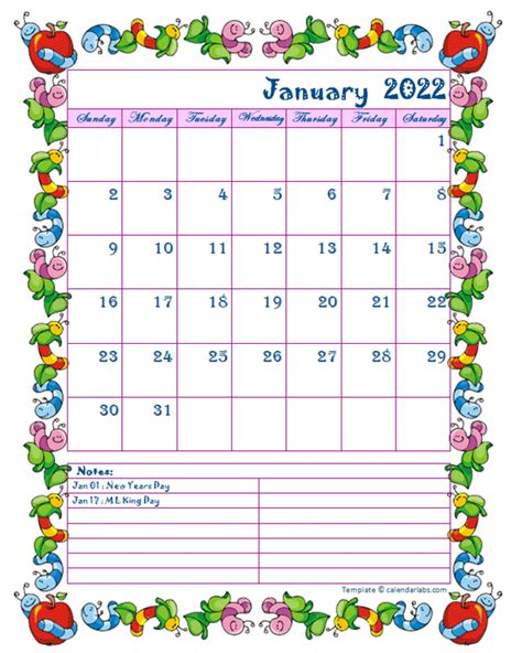 2022 Monthly Kid Kindergarten Calendar Template Calendar Chart For Kindergarten - Calendar Chart For Kindergarten