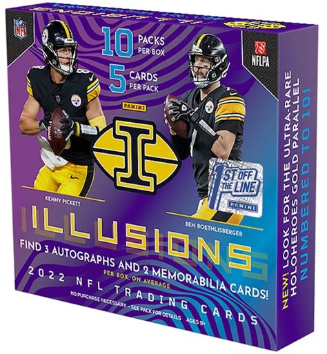 2022 panini illusions football checklist. 2022 Panini Illusions. Total Cards: 100. Rating: TBA. Rate this set... Release Date: January 25, 2023. Tweet. *. *Clicking on this affiliate link and making a purchase can result in this site earning a commission. 