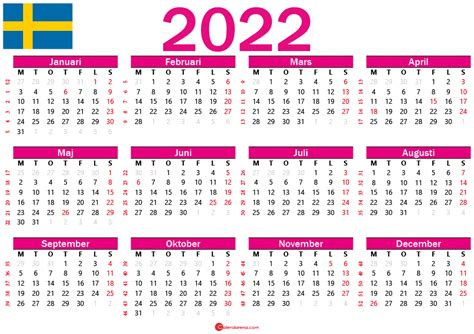 2022 veckor