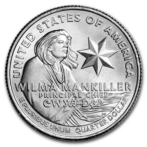 This 2022 Washington Quarter features a double die obverse variety and the famous Wilma Mankiller design. The coin was struck at the Philadelphia Mint and is made of copper. It has a denomination of 25C and is circulated.. 