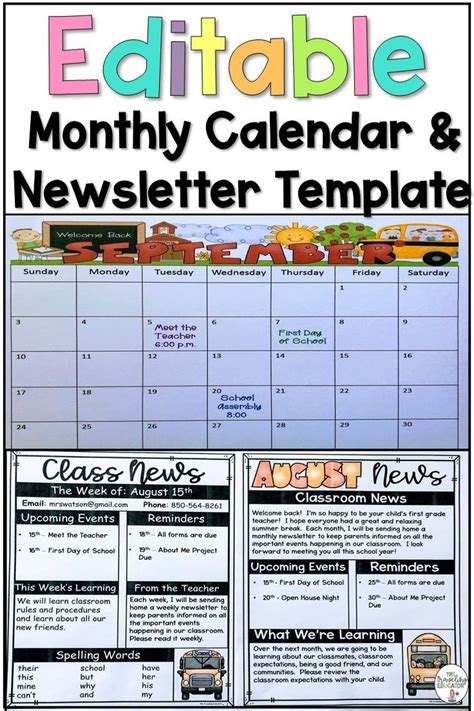 20222023 Editable Calendars and Newsletter Editable Templates Weekly