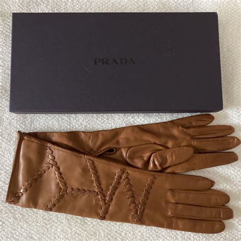 新品 PRADA プラダ ラムスキン レザーグローブ ブラウン 手袋
