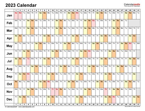 2023 18. Calendar 2023 and 2024 are designed to fit on one page. With a simple design, without color, only holidays are marked in red. Use the multi-year calendar template for your long-term planning. • Week starts on: Sunday. • Paper size: US Letter. • Dimensions: 8.5 by 11 inches. • Orientation: Horizontal, Landscape. 