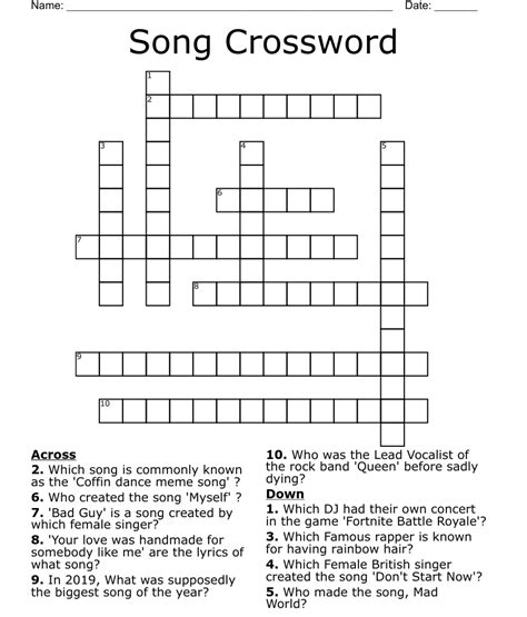 Bad bad brown of song crossword