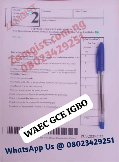 WAEC GCE Igbo 2023 Questions And Answers.