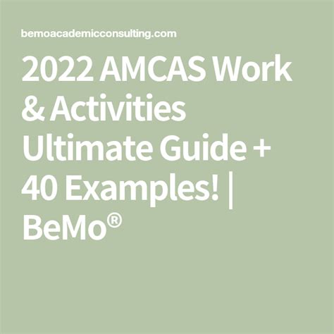 2023 AMCAS Work and Activities Ultimate Guide (Examples Included