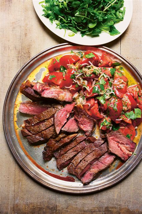 Angela Hartnett s barbecued rib eye steak with tomato salad